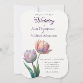 Pastel Tulip Bröllop Suite Elegant Typography Inbjudningar