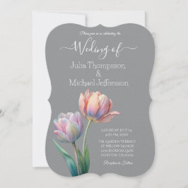 Pastel Tulip Bröllop Suite Elegant Typography Inbjudningar