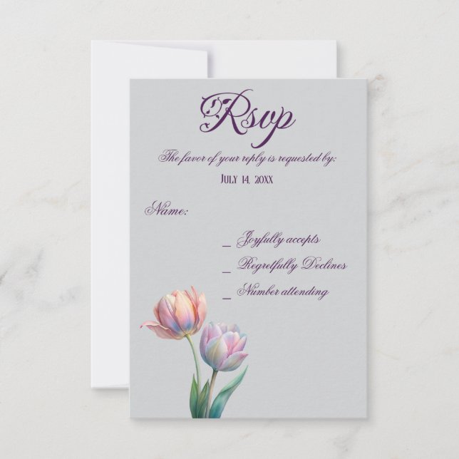 Pastel Tulip Bröllop Suite Elegant Typography OSA Kort (Framsida)