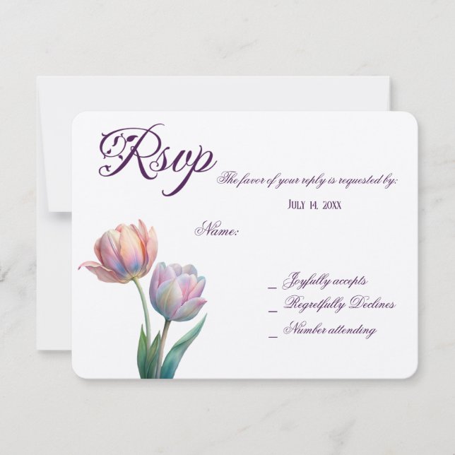 Pastel Tulip Bröllop Suite Elegant Typography OSA Kort (Framsida)
