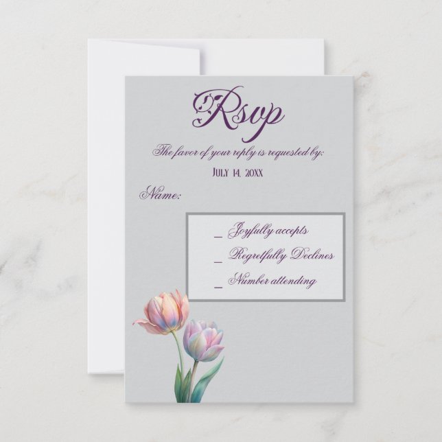 Pastel Tulip Bröllop Suite Elegant Typography OSA Kort (Framsida)