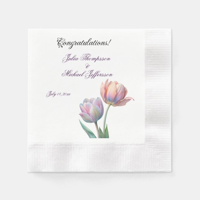 Pastel Tulip Bröllop Suite Elegant Typography Pappersservett (Framsidan)