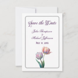 Pastel Tulip Bröllop Suite Elegant Typography Spara Datumet