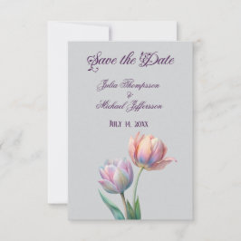 Pastel Tulip Bröllop Suite Elegant Typography Spara Datumet