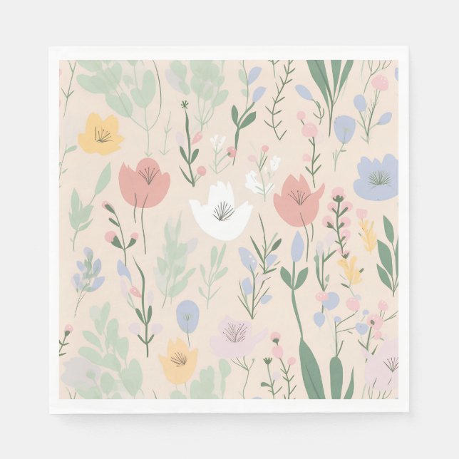 Pastel Tulip Design Pappersservett (Framsidan)
