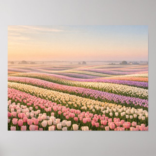 Pastel Tulip Fields Poster - Spring Flower (Framsidan)