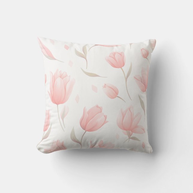 Pastel Tulip Flowers Pillow Kudde (Framsida)