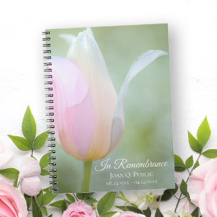 Pastel Tulip Vår Funeral Memorial Guest Bok Anteckningsbok