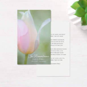 Pastel Tulip Vår Funeral Memorial Prayer Visitkort
