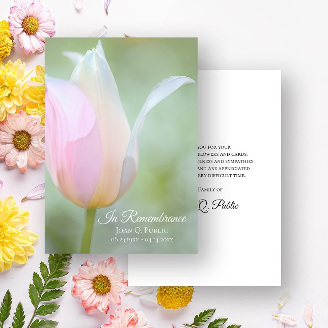 Pastel Tulip Vår Funeral Memorial Sympathy Tack Kort (Skapare uppladdad)