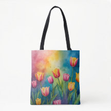 Pastel Tulips vattenfärg Tote bag