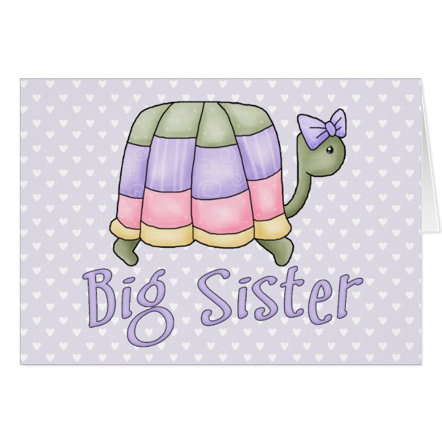 Pastel Turtle Big Sister Blank Card OBS Kort (Framsidan Horizontal)
