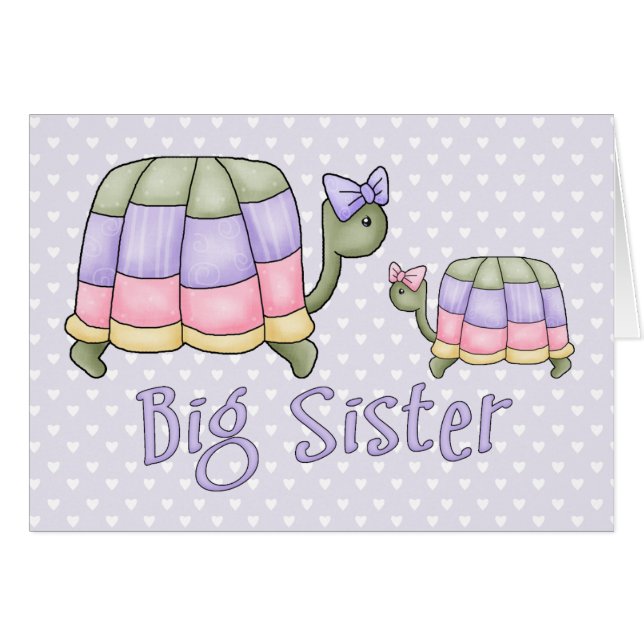 Pastel Turtles Big Sister Blank Card OBS Kort (Framsidan Horizontal)