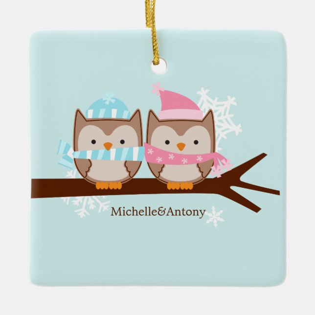 Pastel Uggla Ornaments Julgransprydnad Keramik (Framsida)