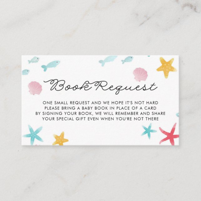 Pastel under Sea Baby Shower Bok-ansökningskortet  Placeringskort (Framsida)