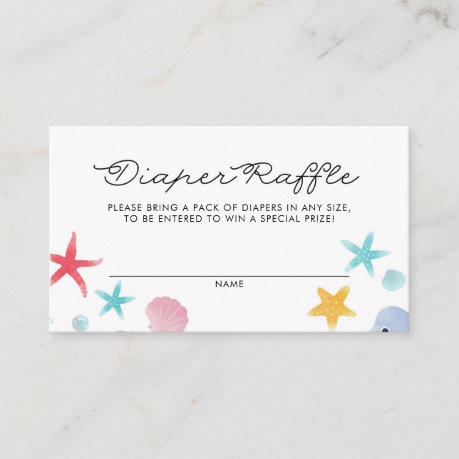 Pastel under Sea Shower Diaper Raffle Card Placeringskort (Framsida)