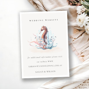 Pastel Underwater Seahorse Coral Bröllop webbplats Tilläggskort