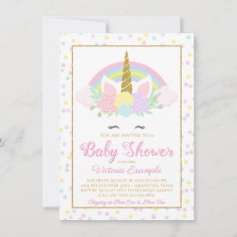 Pastel Unicorn Ansikte Rainbow Baby Shower-inbjuda Inbjudningar