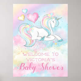 Pastel Unicorn Baby Shower-inbjudningar Poster