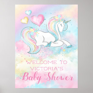 Pastel Unicorn Baby Shower-inbjudningar Poster