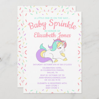 Pastel Unicorn Baby Sprinkle-inbjudan Inbjudningar