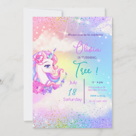 Pastel Unicorn Birthday Investigation Födelsedagsf Inbjudningar