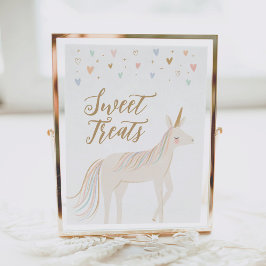 Pastel Unicorn Birthday Sweet Treats-tecken Poster