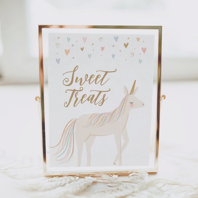 Pastel Unicorn Birthday Sweet Treats-tecken Poster (Skapare uppladdad)