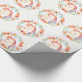 Pastel Unicorn, Blommigt Wandevery Wrapping Papper Presentpapper