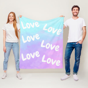 Pastel Unicorn Clouds Kärlek Fleece Blanket