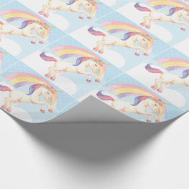 Pastel Unicorn, Clouds, Rainbow Wrapping Papper Presentpapper