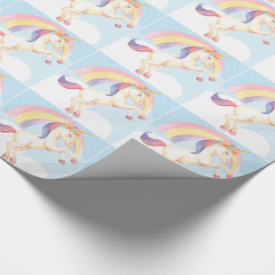 Pastel Unicorn, Clouds, Rainbow Wrapping Papper Presentpapper
