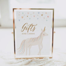 Pastel Unicorn Födelsedagskort och Gifts Sign