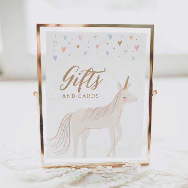 Pastel Unicorn Födelsedagskort och Gifts Sign Poster (Skapare uppladdad)
