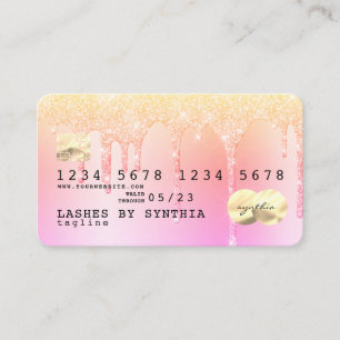 Pastel Unicorn glitter droppar Kredit Card hologra Visitkort