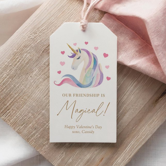 Pastel Unicorn Kids Valentines day Presentetikett (Skapare uppladdad)