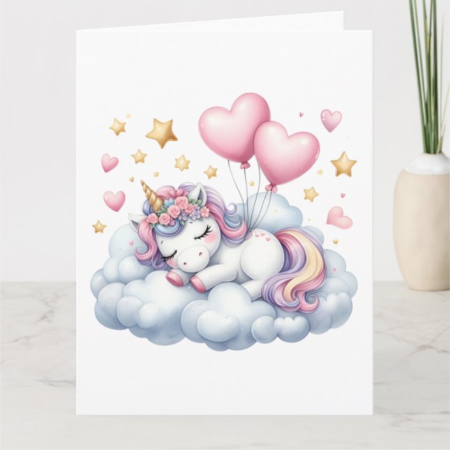 Pastel Unicorn Kort (Framsida)