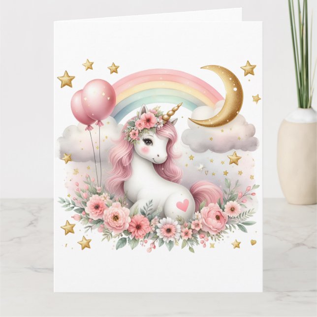 Pastel Unicorn Kort (Framsida)
