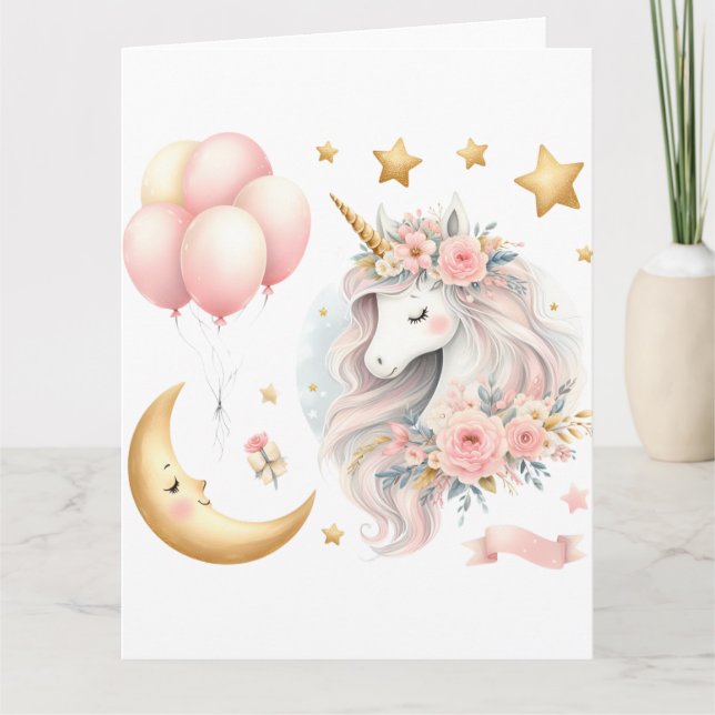 Pastel Unicorn Kort (Framsida)