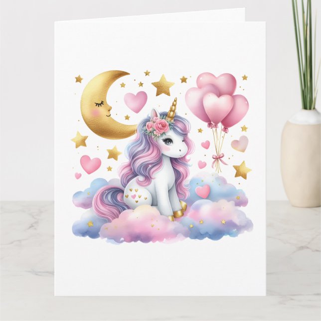 Pastel Unicorn Kort (Framsida)