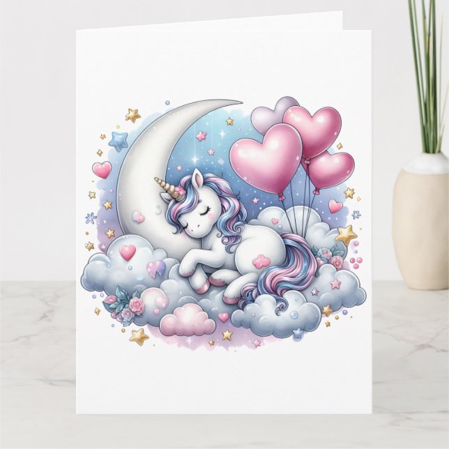 Pastel Unicorn Kort (Framsida)
