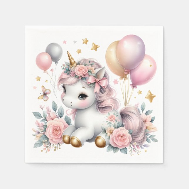 Pastel Unicorn Pappersservett (Framsidan)