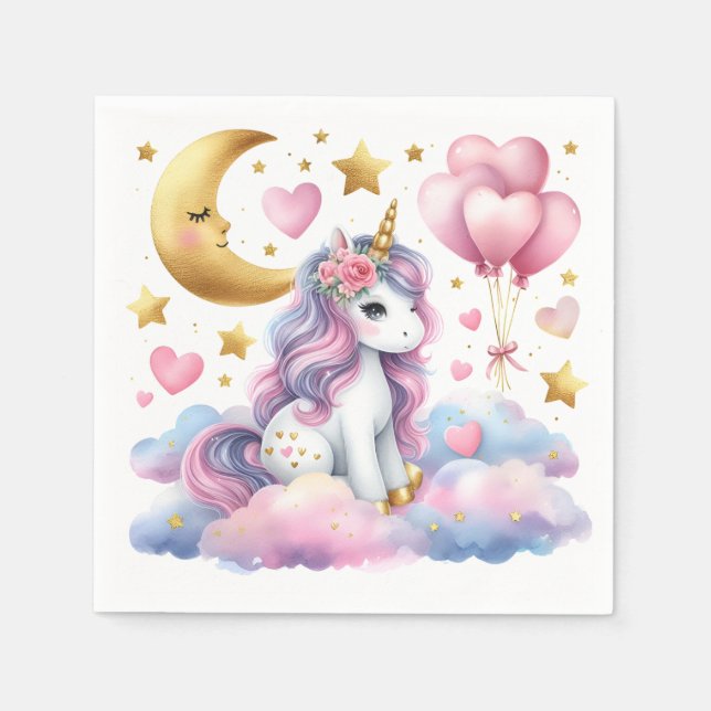 Pastel Unicorn Pappersservett (Framsidan)