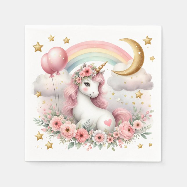 Pastel Unicorn Pappersservett (Framsidan)