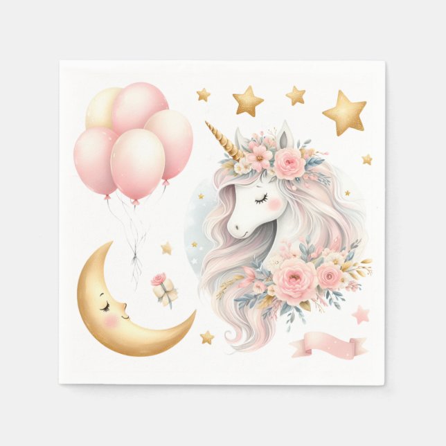 Pastel Unicorn Pappersservett (Framsidan)