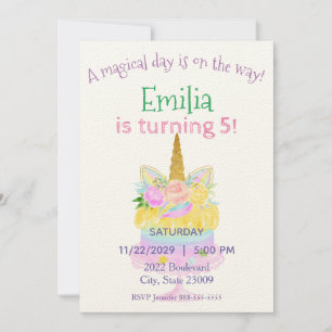 Pastel Unicorn Rainbow Birthday-inbjudan Inbjudningar
