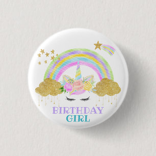 Pastel Unicorn Rainbow Birthday Knapp