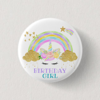 Pastel Unicorn Rainbow Birthday Knapp