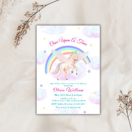 Pastel Unicorn Rainbow Fairytale Baby Shower Inbjudningar