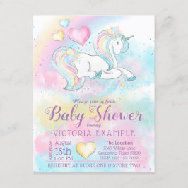 Pastel Unicorn Rainbow Girl Baby Shower-inbjudan Inbjudningar